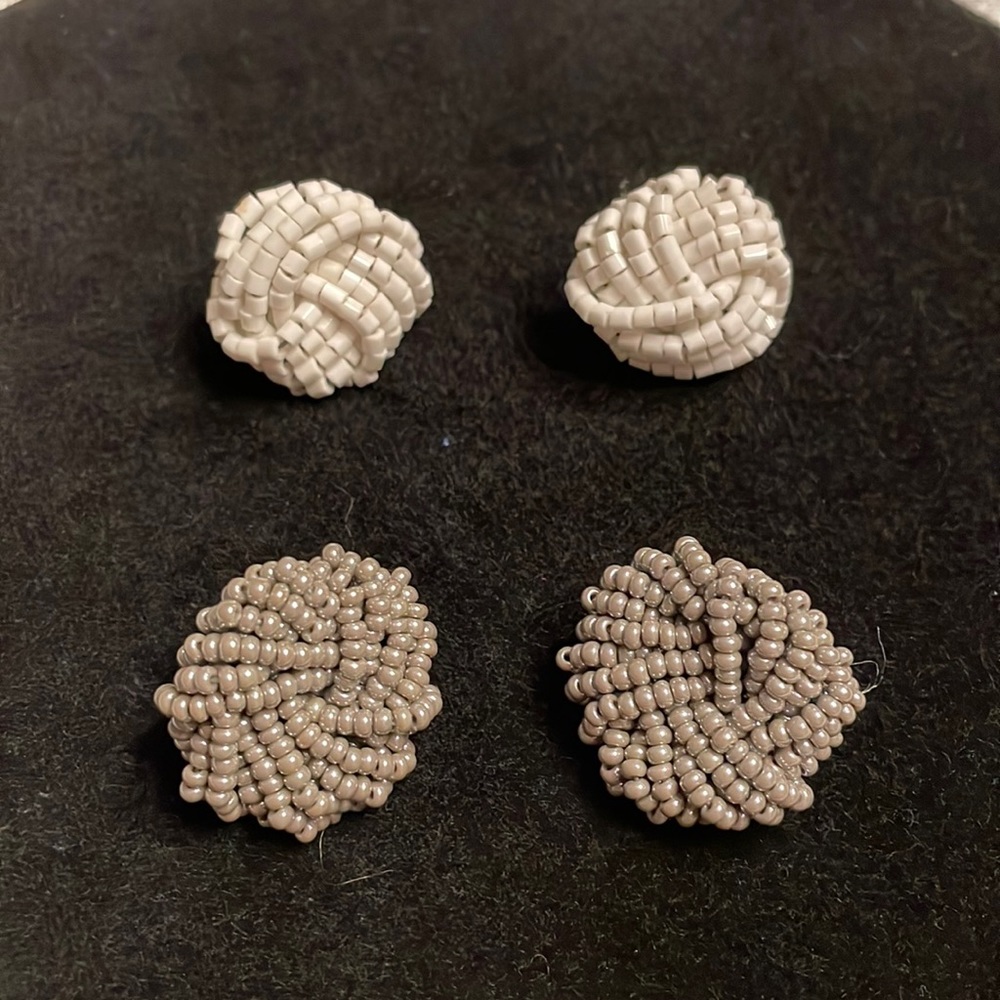 Vintage pierced small beaded earrings.